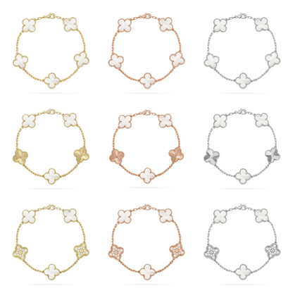 [Dawnora Jewelry]CLOVER WHITE PEARL MOP 5 MOTIF BRACELET COLLECTION