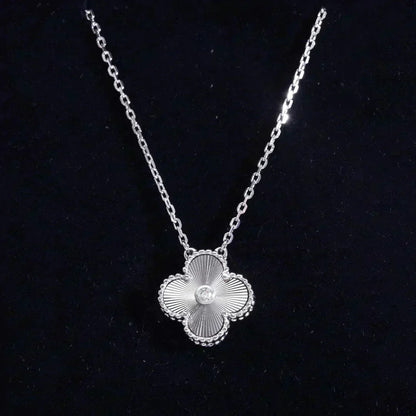 [Dawnora Jewelry]CLOVER  15MM DIAMOND LASER NECKLACE SILVER