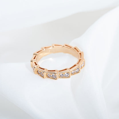 [Dawnora Jewelry]SERPENTI RING PINK GOLD DIAMOND PAVED 3MM