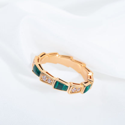 [Dawnora Jewelry]SERPENTI RING PINK GOLD MALACHITE DIAMOND 3MM