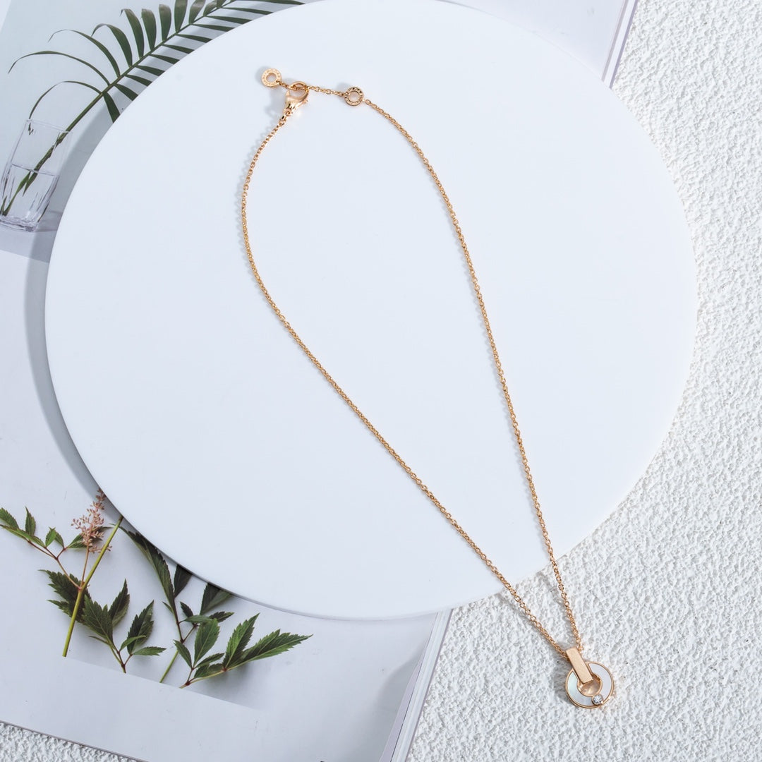 [Dawnora Jewelry]GARI NECKLACE PINK GOLD MOP