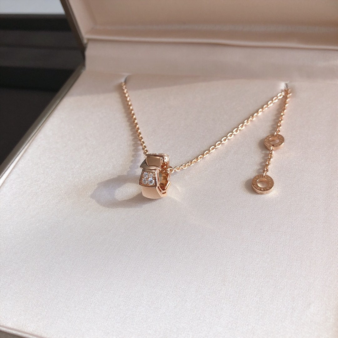 [Dawnora Jewelry]SERPENTI PEDANT DIAMOND PINK GOLD NECKLACE