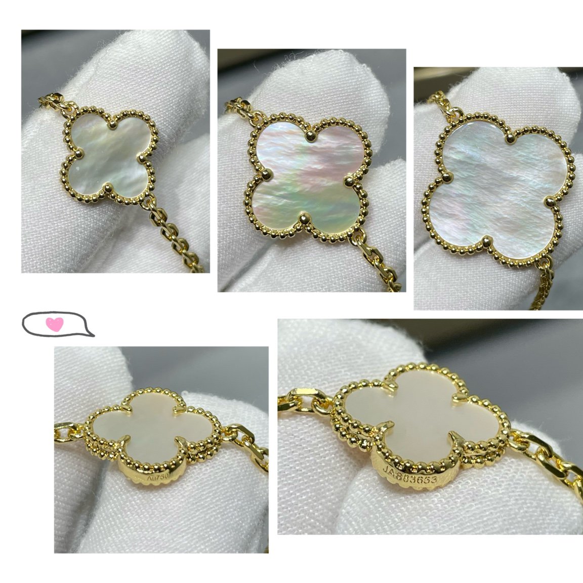 [Dawnora Jewelry]CLOVER 16 MOTIF WHITE MOP GOLD NECKLACE