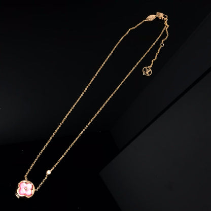 [Dawnora Jewelry]COLOR BLOSSOM PINK MOP SUN GOLD NECKLACE