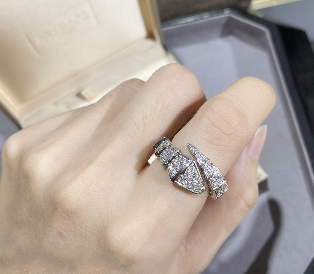 [Dawnora Jewelry]SERPENTI LARGE RING SILVER DIAMOND PAVED