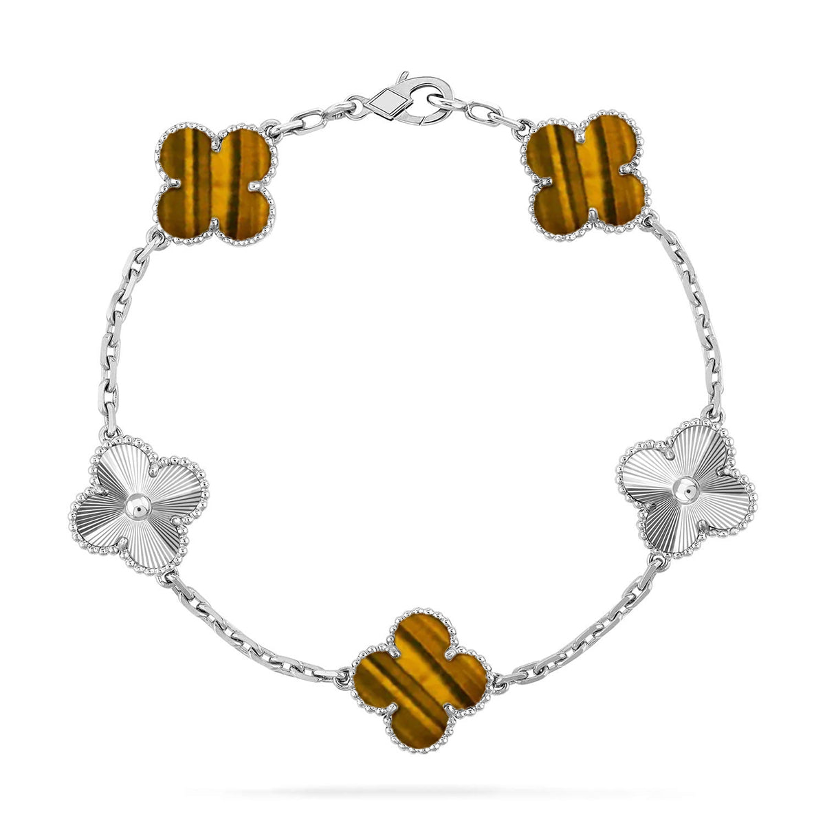 [Dawnora Jewelry] CLOVER 5 MOTIFS TIGER EYE BRACELET COLLECTION