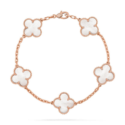 [Dawnora Jewelry]CLOVER WHITE PEARL MOP 5 MOTIF BRACELET COLLECTION