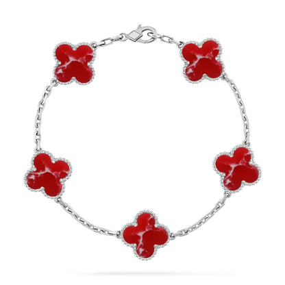 [Dawnora Jewelry]CLOVER 5 MOTIF RED PATTERN BRACELET COLLECTION
