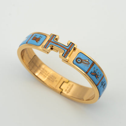 [Dawnora Jewelry]H PINK GOLD BRACELET BLUE CERAMIC