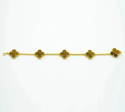 [Dawnora Jewelry] CLOVER 5 MOTIFS TIGER EYE BRACELET COLLECTION