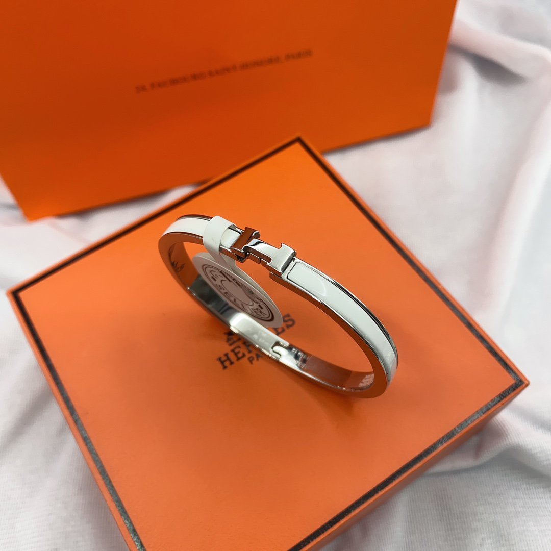 [Dawnora Jewelry]CLASSIC HM CLIC WHITE 8MM ENAMEL BRACELET