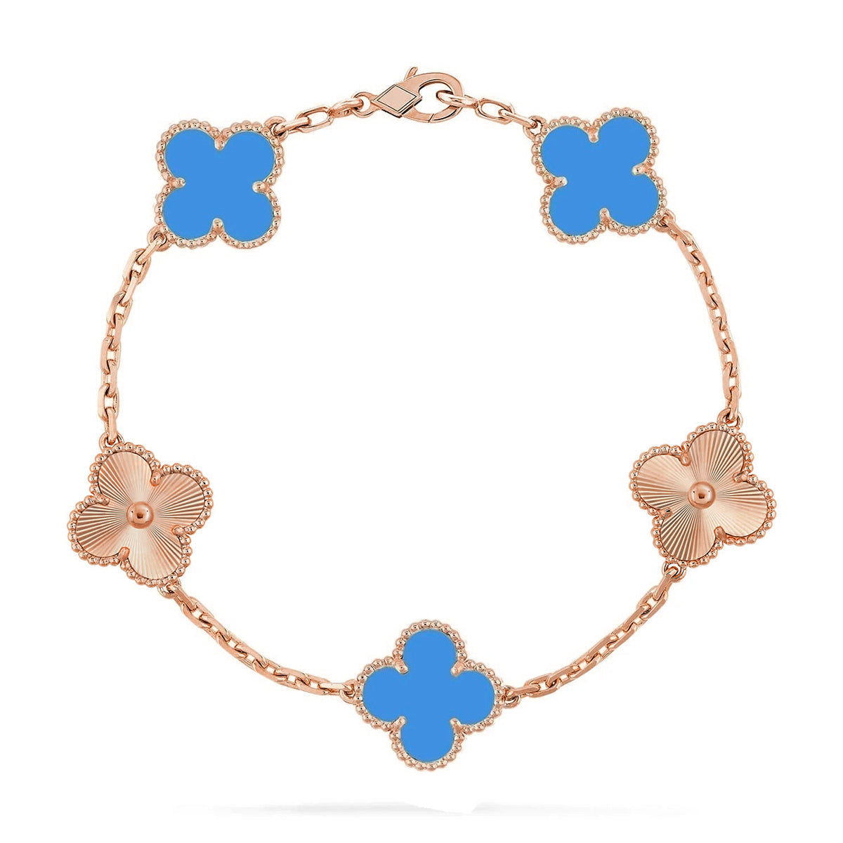 [Dawnora Jewelry] CLOVER 5 MOTIF BLUE AGATE BRACELET COLLECTION