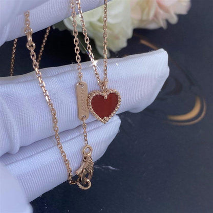 [Dawnora Jewelry]SWEET CLOVER CARNELIAN HEART NECKLACE