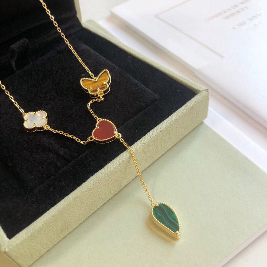 [Dawnora Jewelry]LUCKY SPRING 4 MOTIFS ROSE GOLD NECKLACE